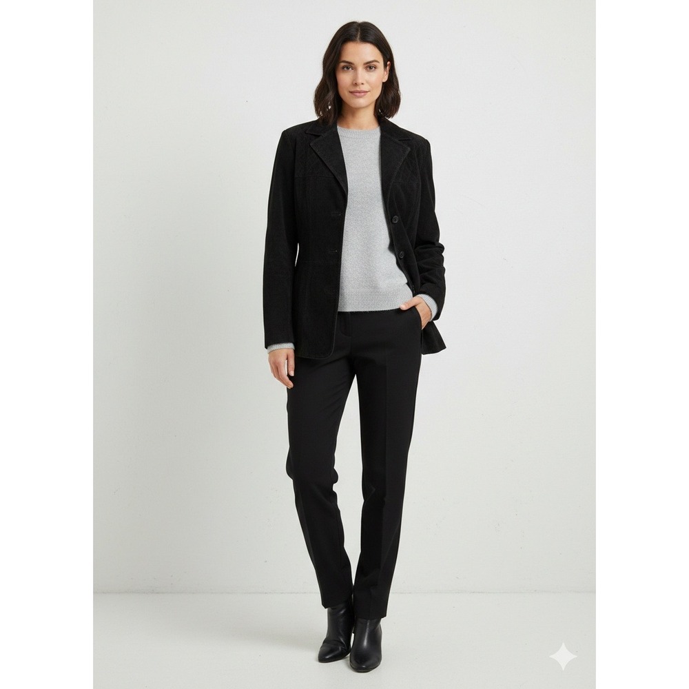 Studio by Liz Claiborne Black‎ Suede Leather Quilted Blazer Jacket Womens SZ XL